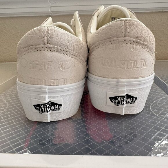 Womens Vans Sneakers Old Skool Platform Deboss Off The Wall White Size 7.5 NEW - Picture 5 of 8
